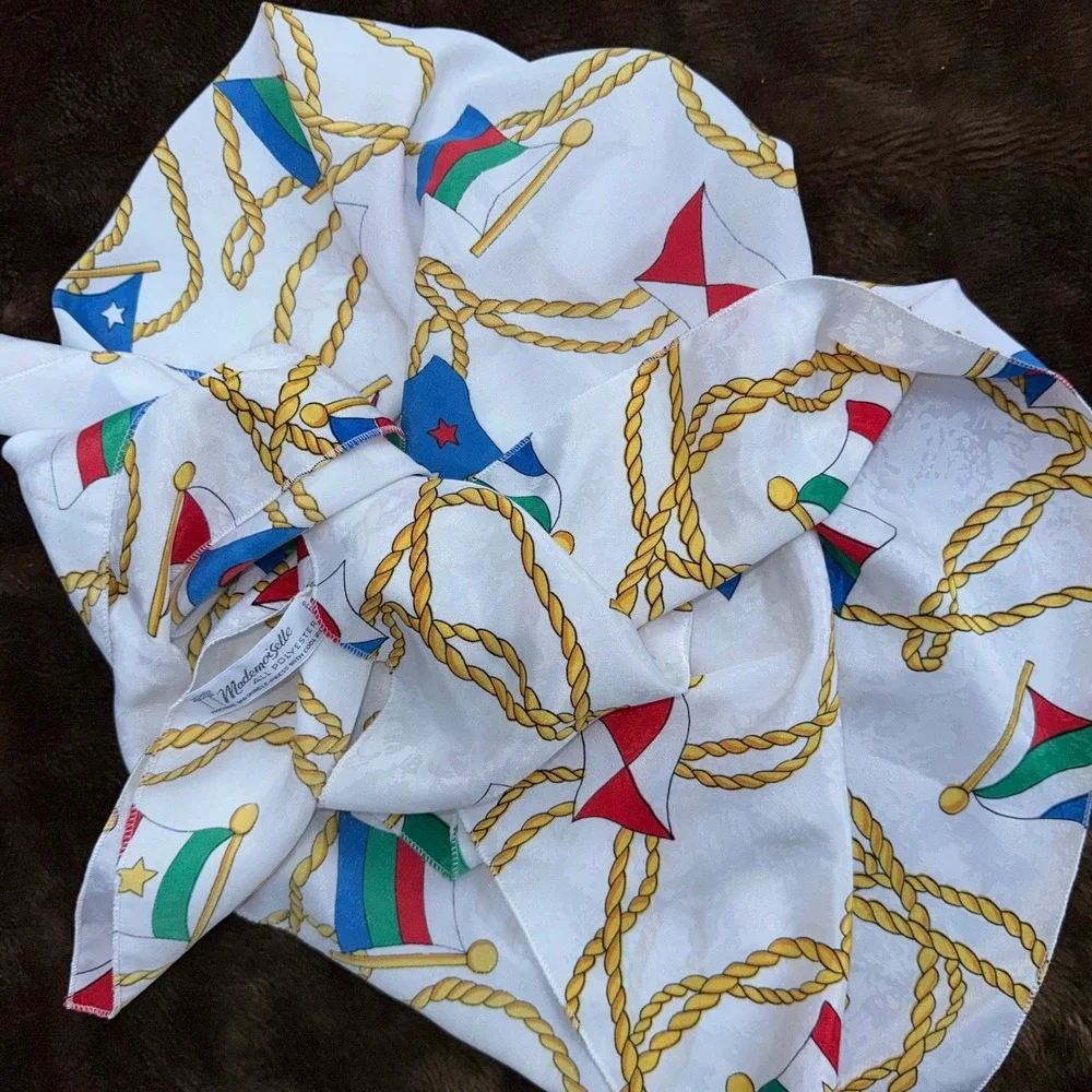 Vintage Nautical‎ Flag & Rope Print Scarf - 30